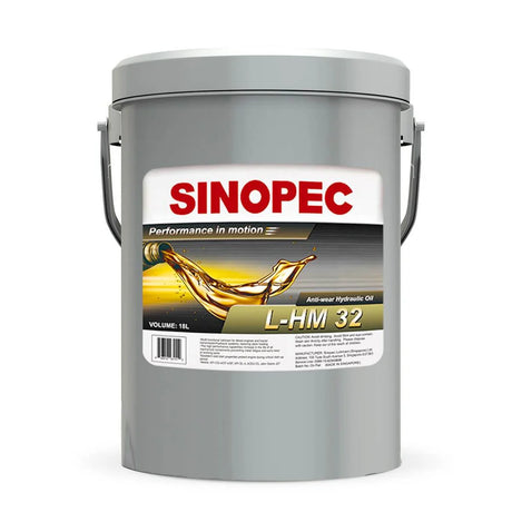 Front image of Sinopec L-HM 32 pail of Antiwear Hydraulic Oil 18 L.