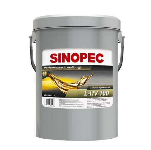 Front image of Sinopec L-HV 100 pail of 18L.